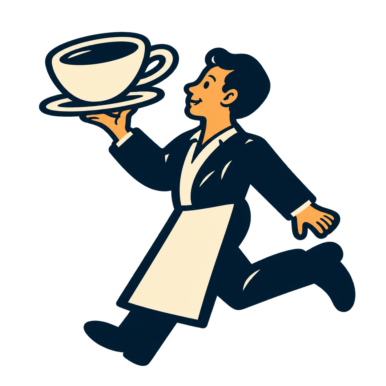 A waiter carrying a coffee cup